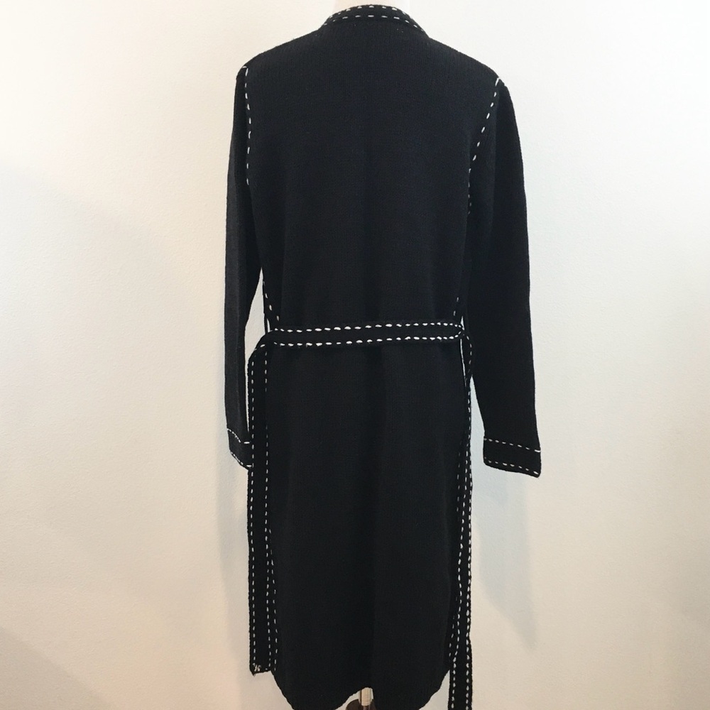 United States Sweaters | Black Knit Open Front Duster Cardigan - Picture 9 of 10